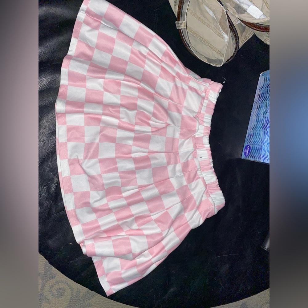 Pink checkered skirt